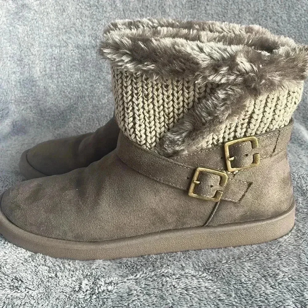LifeStride Flurry Faux Leather Cold Weather Shearling Boots Size 10